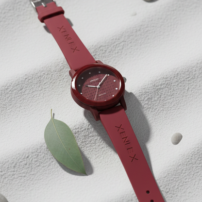 Ladies Waterproof Watch Elegant Round Dial With Soft Strap Stylish Design