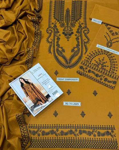 3 Pcs Women's Unstitched Embroidered Suit
