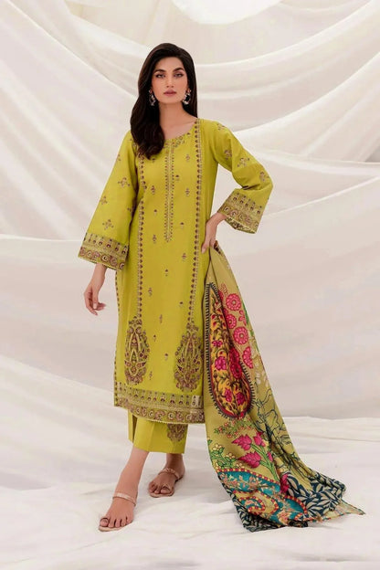 3 Pcs Women's Unstitched Embroidered Suit